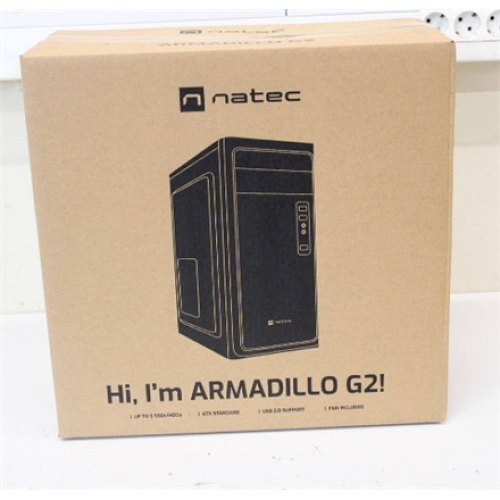 SALE OUT. Natec Armadillo G2 PC case Midi Tower, Black , Natec , PC case , Armadillo G2 , Black , Midi Tower , DAMAGED PACKAGING , Power supply included No , ATX