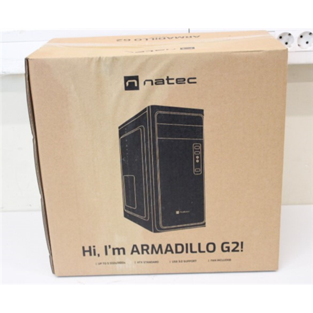 SALE OUT. Natec Armadillo G2 PC case Midi Tower, Black , Natec , PC case , Armadillo G2 , Black , Midi Tower , DAMAGED PACKAGING , Power supply included No , ATX