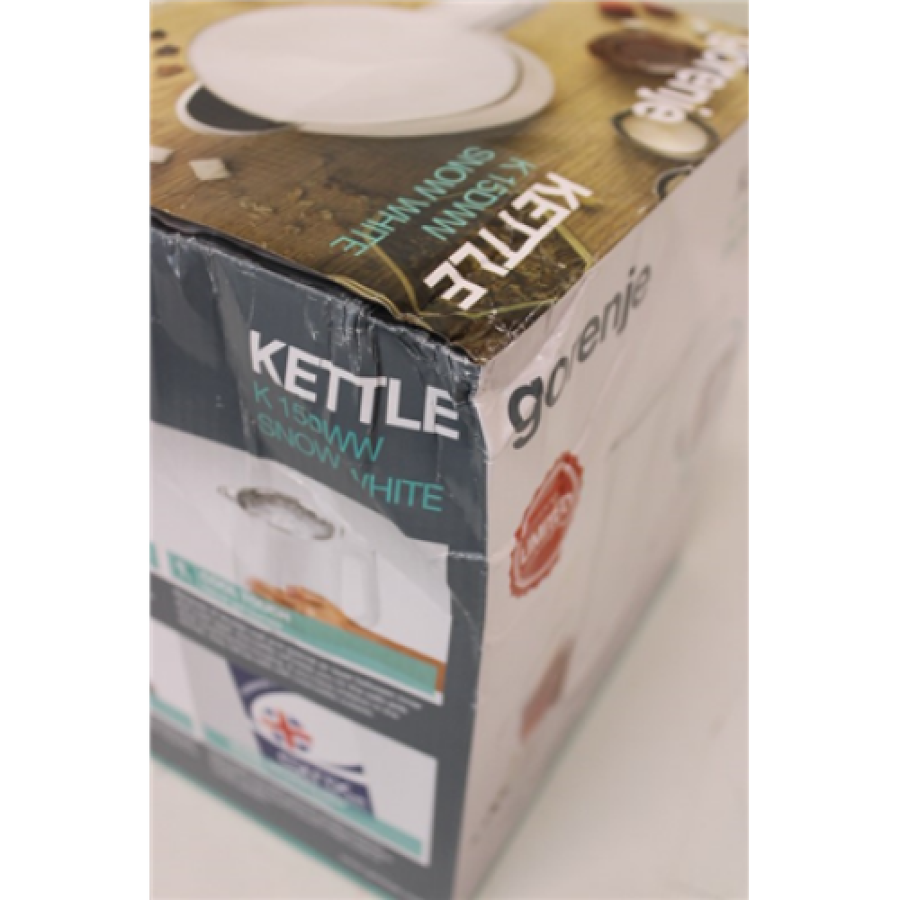 SALE OUT. GoGorenje K15DWW Kettle, Electric, Capacity 1.5 L, Power 2200 W, Plastic, White , Kettle , K15DWW , Electric , 2200 W , 1.5 L , Plastic + metal , 360° rotational base , White , DAMAGED PACKAGING , Gorenje Kettle , K15DWW , Electric , 2200 W , 1.