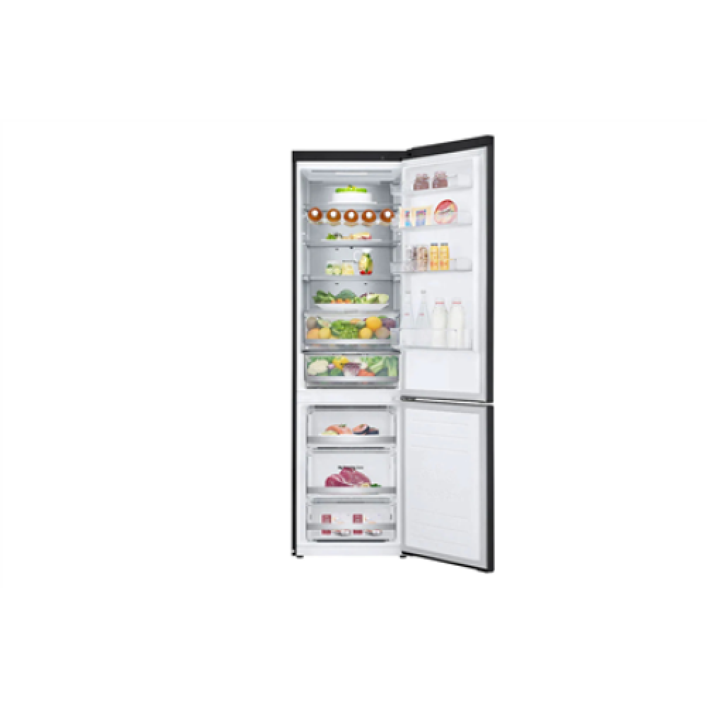 LG Refrigerator GBB72MCUGN Energy efficiency class D Free standing Combi Height 203 cm No Frost system Fridge net capacity 277 L Freezer net capacity 107 L Display 35 dB Black