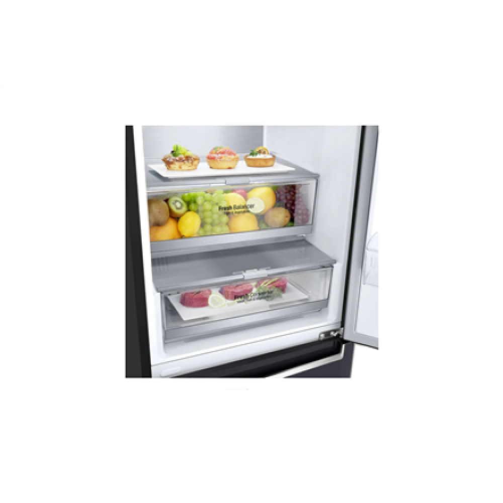 LG Refrigerator GBB72MCUGN Energy efficiency class D Free standing Combi Height 203 cm No Frost system Fridge net capacity 277 L Freezer net capacity 107 L Display 35 dB Black