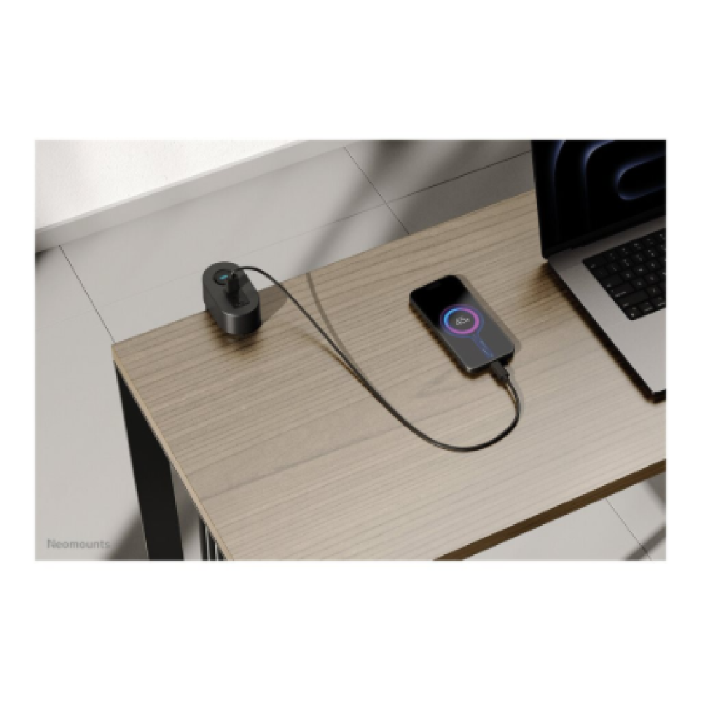 Neomounts , Desk socket with clamp and USB-C and USB-A ports - Quick charge , DS22-840BL6 , Black