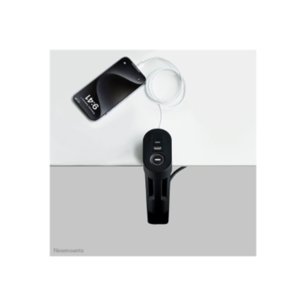 Neomounts , Desk socket with clamp and USB-C and USB-A ports - Quick charge , DS22-840BL6 , Black
