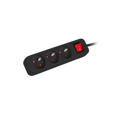 Lanberg Cable Power Strip, 3X French Outlets with Switch, Quality-Grade Copper, 1.5 m , PS1-03E-0150-BK