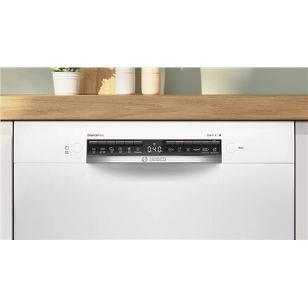 Bosch Dishwasher , SMU4HMW02S , Built-in , Width 60 cm , Number of place settings 14 , Number of programs 6 , Energy efficiency class D , Display , AquaStop function , White