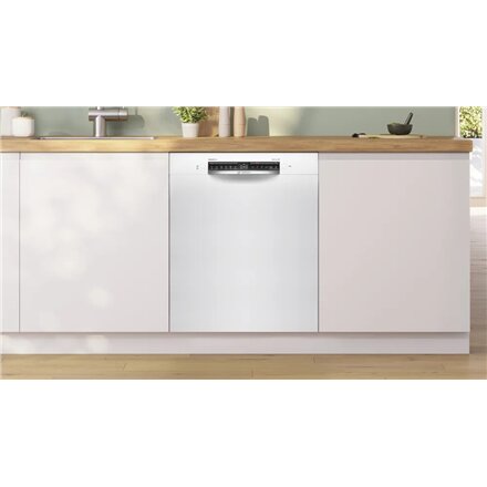Bosch Dishwasher , SMU4HMW02S , Built-in , Width 60 cm , Number of place settings 14 , Number of programs 6 , Energy efficiency class D , Display , AquaStop function , White