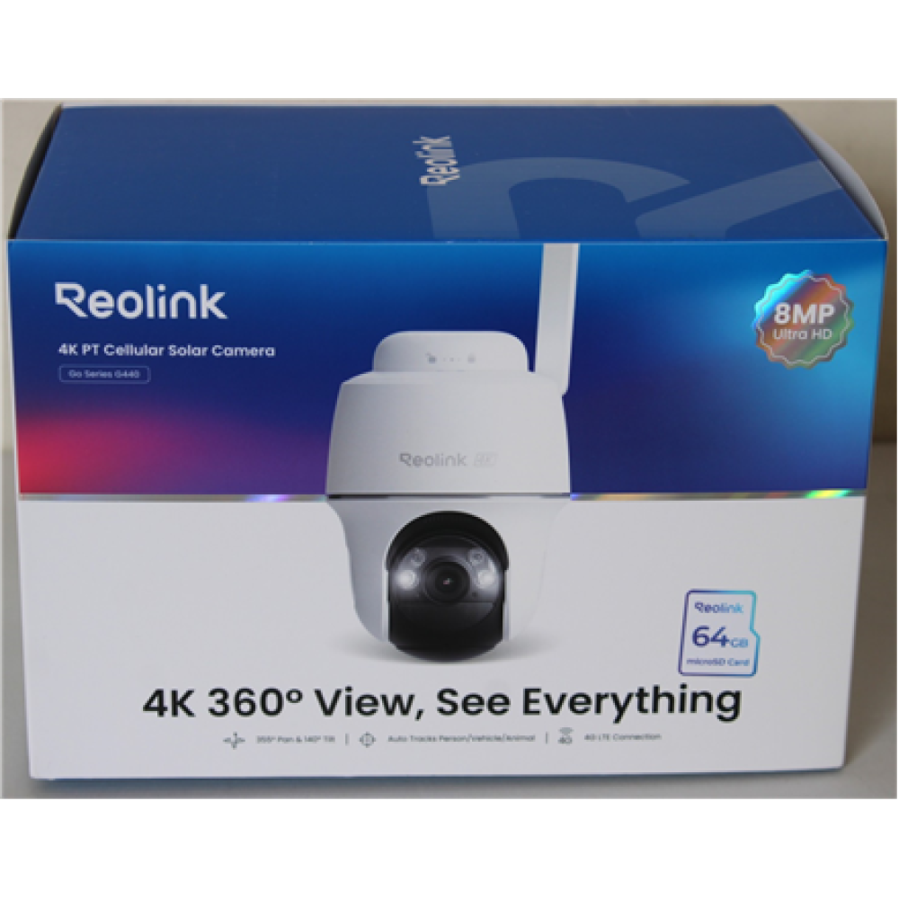 SALE OUT. , Reolink , 4K 4G LTE Wire Free Camera , Go Series G440 , 24 month(s) , Dome , 8 MP , Fixed , IP64 , H.265 , MicroSD (Max. 128GB) , UNPACKED, SCRATCHED ITEM BACK SIDE