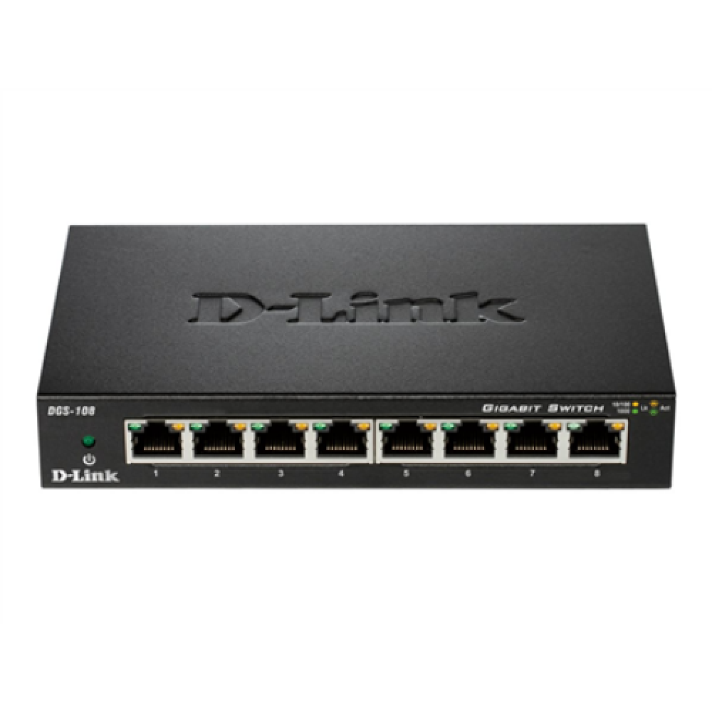 D-Link , Switch , DGS-108/E , Unmanaged , Desktop , Gigabit Ethernet (copper) ports quantity 8 , 60 month(s)