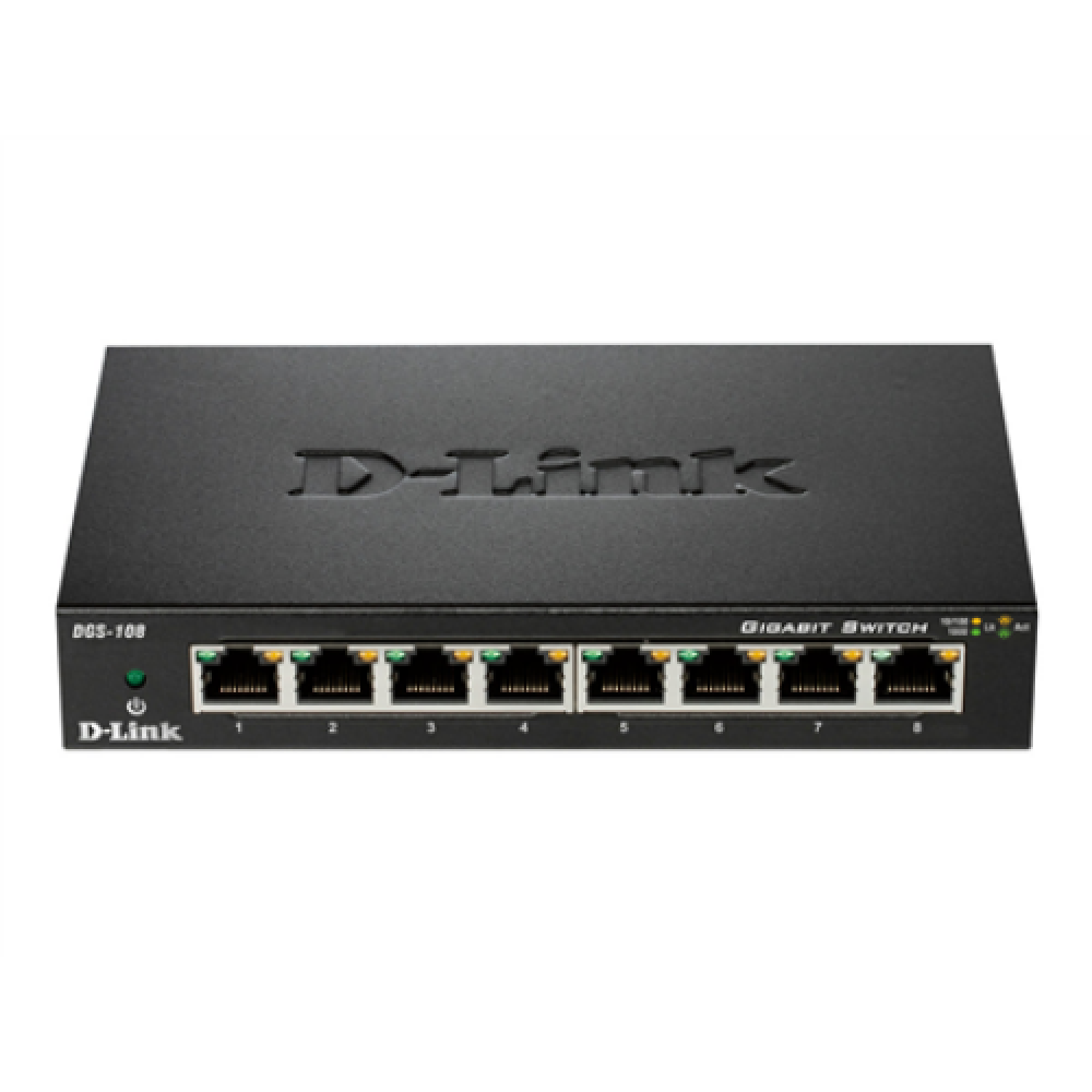 D-Link , Switch , DGS-108/E , Unmanaged , Desktop , Gigabit Ethernet (copper) ports quantity 8 , 60 month(s)