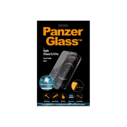 PanzerGlass , Apple , For iPhone 12/12 Pro , Glass , Black , 100% touch; The coating is non-toxic , Case Friendly
