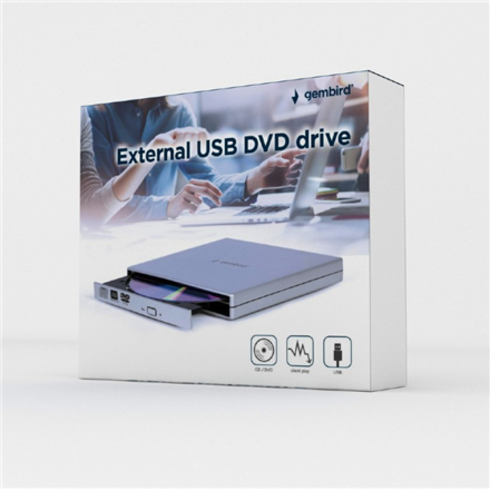Gembird External USB DVD drive , DVD-USB-021-SV , Interface USB 2.0 , CD/DVD , CD read speed 24 x , CD write speed 24 x , Silver
