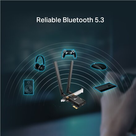 TP-LINK AX900 Wi-Fi 6 Bluetooth PCIe Adapter , Archer TX10E , 802.11ax , MU-MiMO Yes , no PoE , Antenna type Two High Gain Dual-Band Antennas