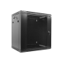 Lanberg , Rack cabinet 19 wall-mount 12U/600x450 (flat pack) with glass door , WF01-6412-10B , Black