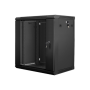 Lanberg , Rack cabinet 19 wall-mount 12U/600x450 (flat pack) with glass door , WF01-6412-10B , Black