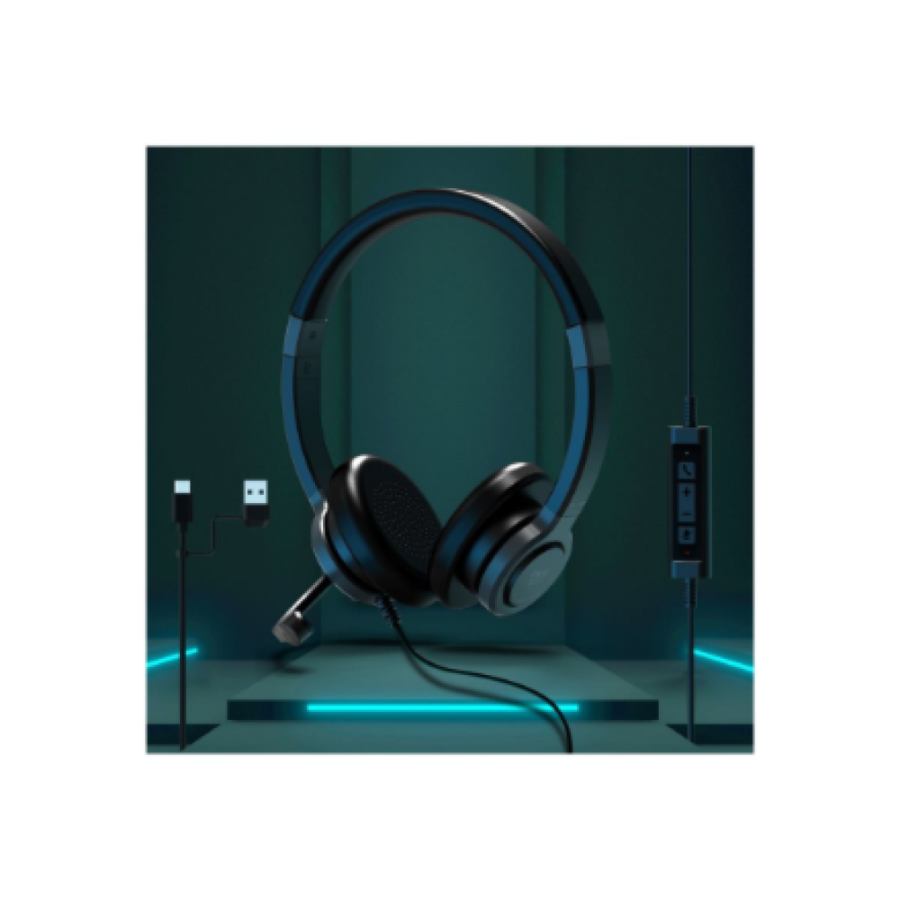 PORT CONNECT , Stereo USB Headphone PRO ONR 300 , Wired , On-ear , Noise canceling , Black