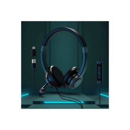 PORT CONNECT , Stereo USB Headphone PRO ONR 300 , Wired , On-ear , Black , Noise canceling