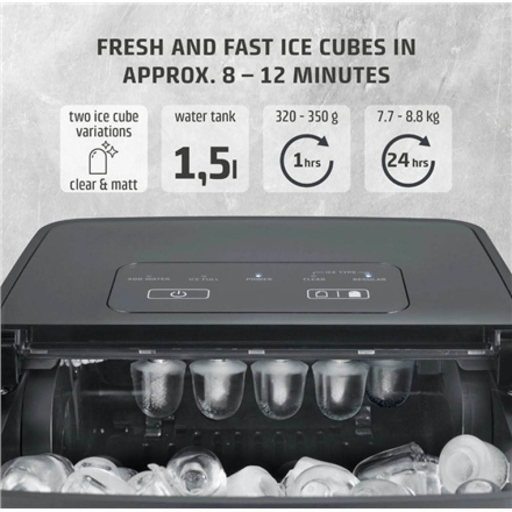 Caso Ice Cube Maker , Clear Ice Advanced , Power 130 W , Capacity 1.5 L , Matt Black