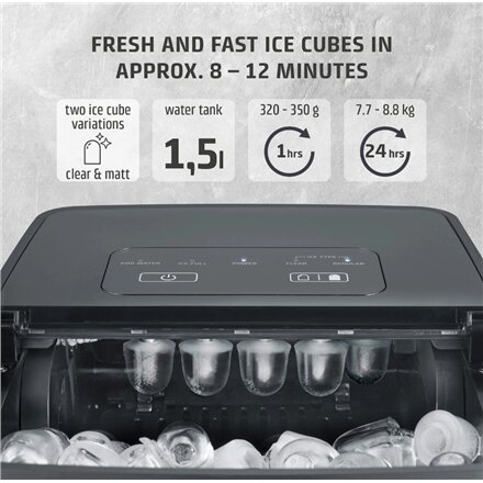 Caso Ice Cube Maker , Clear Ice Advanced , Power 130 W , Capacity 1.5 L , Matt Black