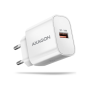 AXAGON Wallcharger 1x port USB-A, QC3.0/AFC/FCP/Apple, 18W , ACU-QC18W