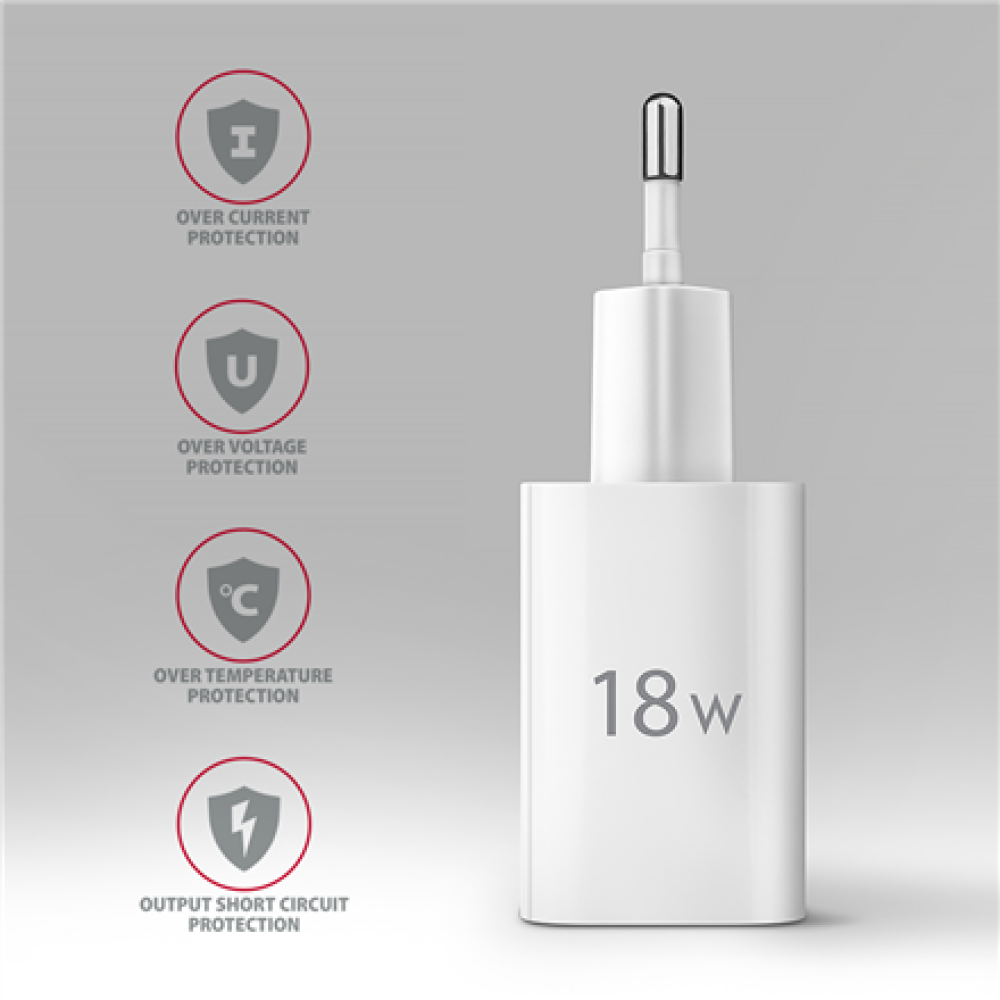 AXAGON Wallcharger 1x port USB-A, QC3.0/AFC/FCP/Apple, 18W , ACU-QC18W