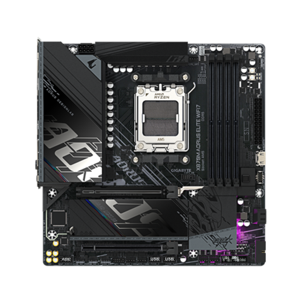 Gigabyte X870M AORUS ELITE WIFI7 , Processor family AMD , Processor socket AM5 , DDR5 , Supported hard disk drive interfaces SATA, M.2 , Number of SATA connectors 2