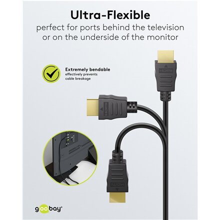 Goobay HDMI High‑Speed Cable with Ethernet , Soft , 0.5 m