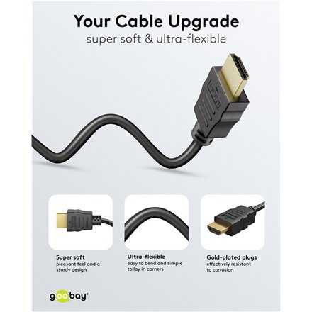 Goobay HDMI High‑Speed Cable with Ethernet , Soft , 0.5 m
