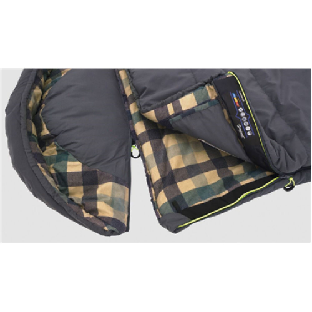 Outwell Camper R, Sleeping Bag, 235 x 90 cm, 2 way open - auto lock, L-shape, Grey