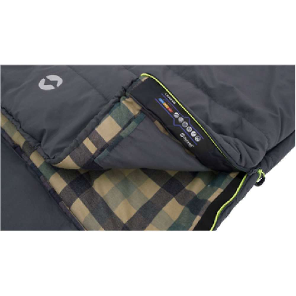 Outwell Camper R, Sleeping Bag, 235 x 90 cm, 2 way open - auto lock, L-shape, Grey