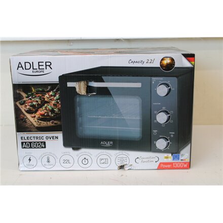 SALE OUT. , Adler Electric Oven , AD 6024 , 22 L , 1300 W , Black , DAMAGRED PACKAGING