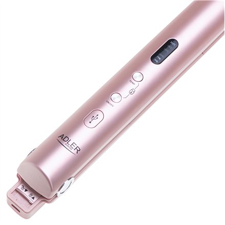 Adler Cordless Hair Straightener , AD 2327 , Ceramic heating system , Display LED , Temperature (min) 160 °C , Temperature (max) 220 °C , Pink