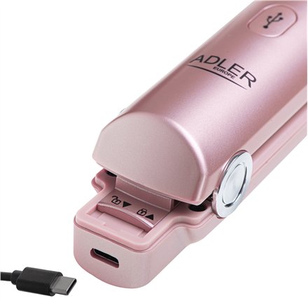 Adler Cordless Hair Straightener , AD 2327 , Ceramic heating system , Display LED , Temperature (min) 160 °C , Temperature (max) 220 °C , Pink