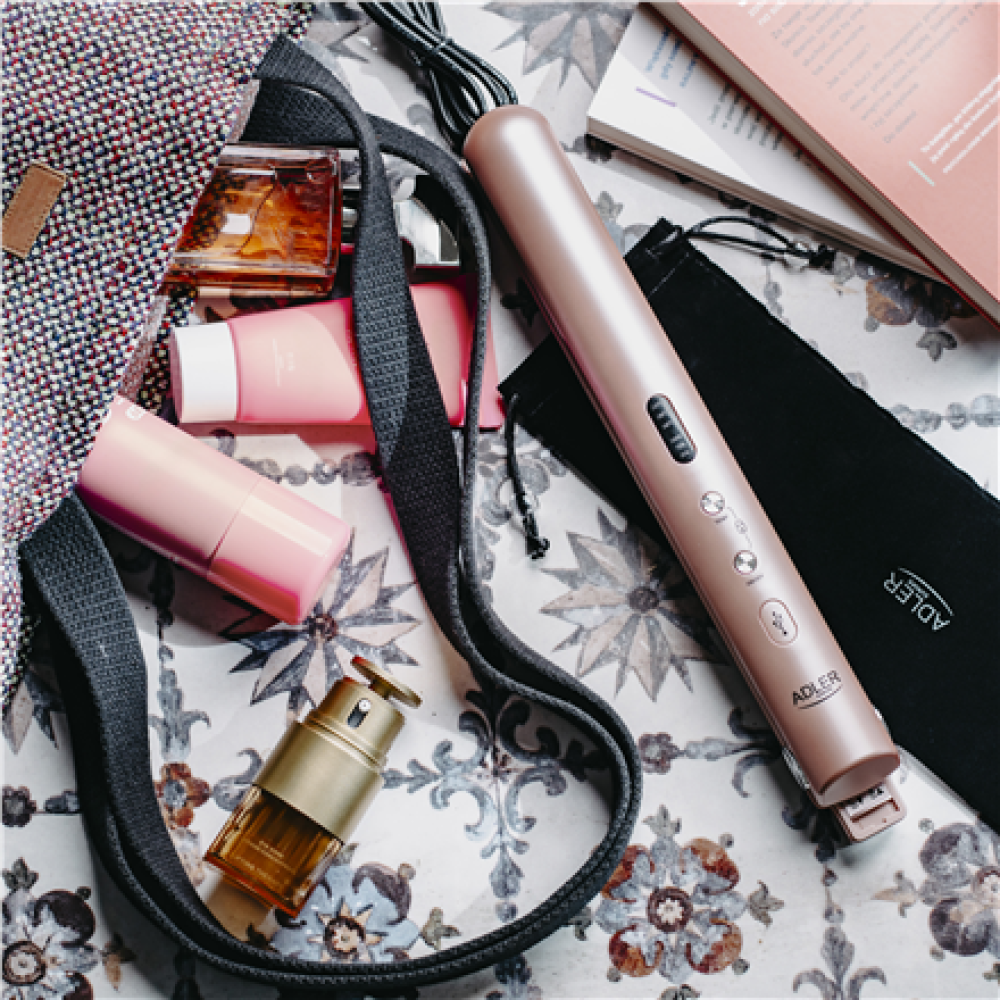 Adler Cordless Hair Straightener , AD 2327 , Ceramic heating system , Display LED , Temperature (min) 160 °C , Temperature (max) 220 °C , Pink
