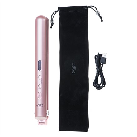 Adler Cordless Hair Straightener , AD 2327 , Ceramic heating system , Display LED , Temperature (min) 160 °C , Temperature (max) 220 °C , Pink