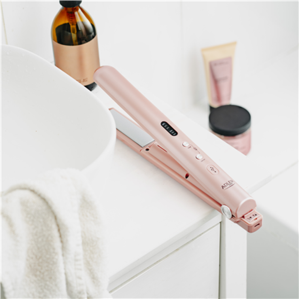 Adler Cordless Hair Straightener , AD 2327 , Ceramic heating system , Display LED , Temperature (min) 160 °C , Temperature (max) 220 °C , Pink