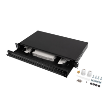 Lanberg Rackmount 19 1U Fiber Patch panel 24xSC Simplex/24XLC Duplex Black with Accessories , FOP1-24SS-LDB