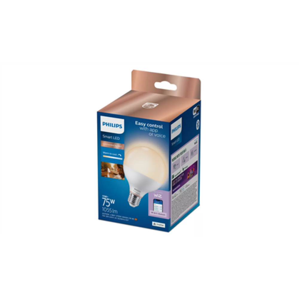 Philips Smart WFB 75W G95 827-65 TW 1PF/6 , E27 , 11 W , Warm to cool white light , Bluetooth, Wi-Fi