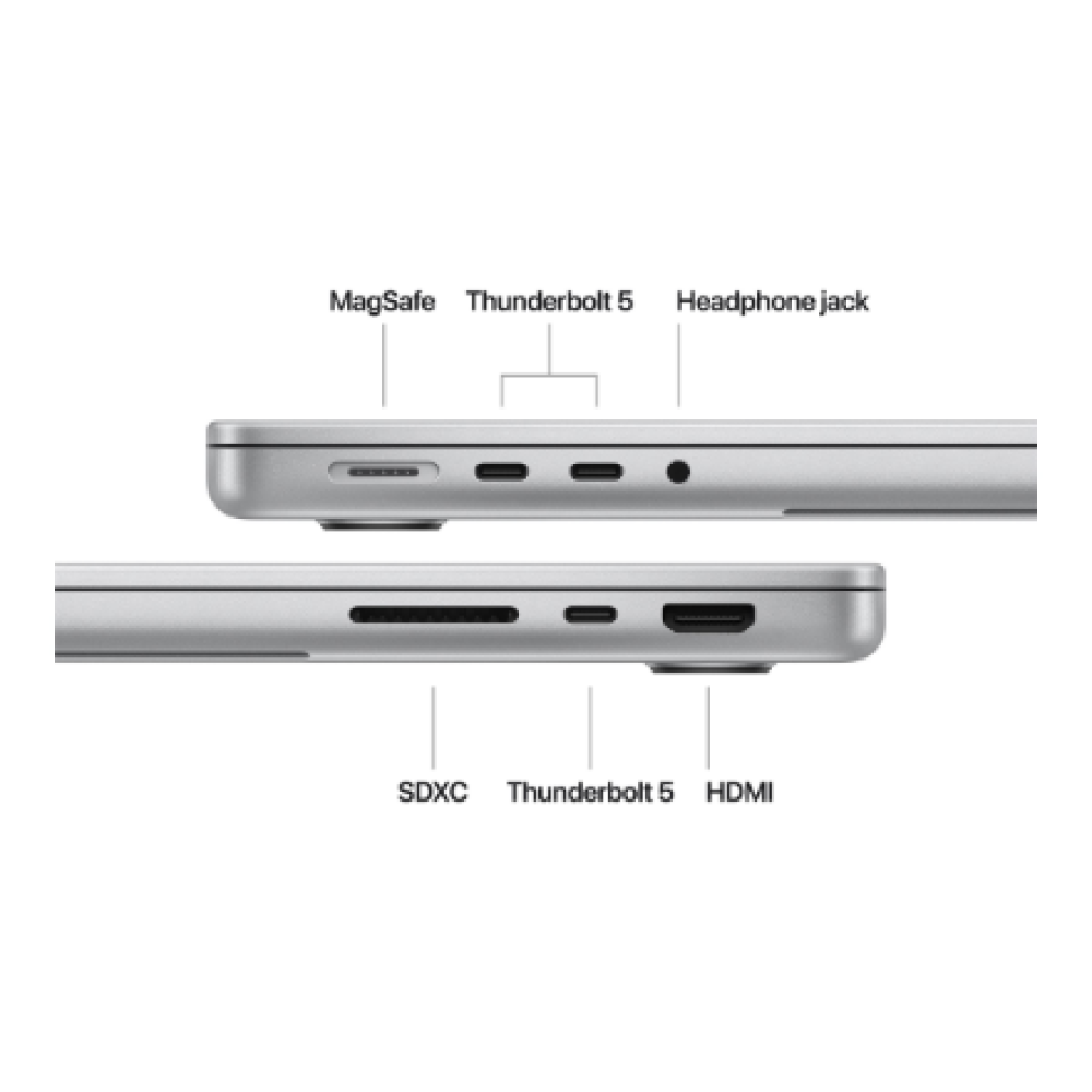 Apple MacBook , Pro , Silver , 14 , 3024 x 1964 pixels , Apple M4 Pro , 24 GB , Solid-state drive capacity 512 GB , Apple M4 Pro chip 12-core CPU/16-core GPU , macOS , 802.11ax , Bluetooth version 5.3 , Keyboard language English , Keyboard backlit , Warra