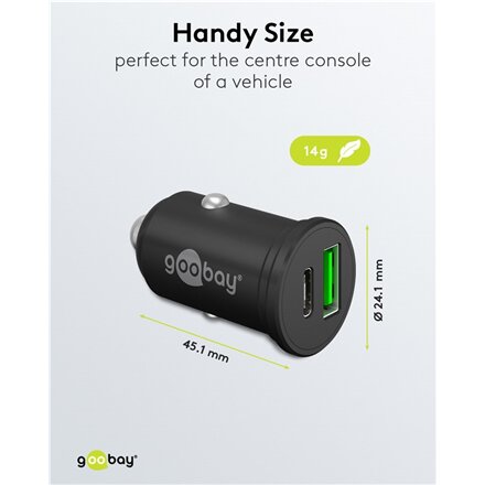 Goobay Dual-USB Car Fast Charger USB-C PD (Power Delivery), 45 W , 61739