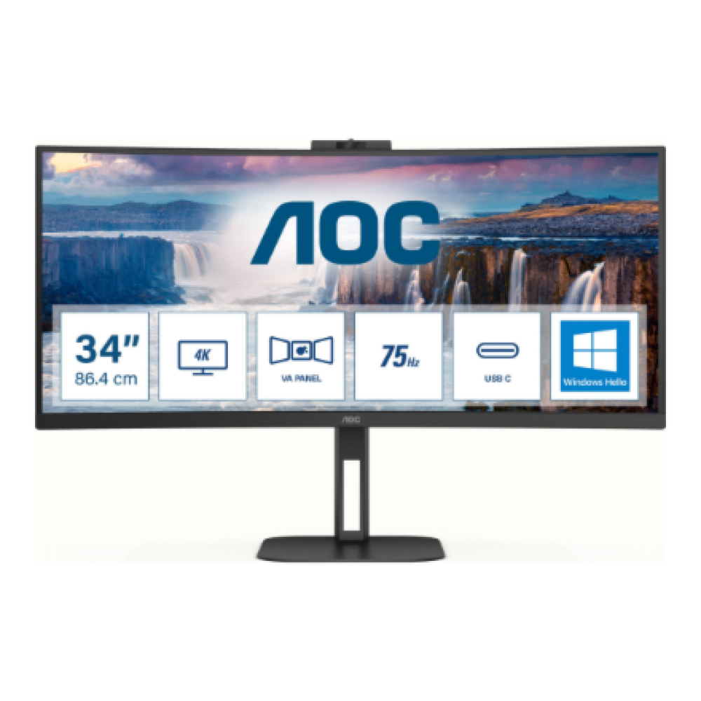 AOC , CU34V5CW/BK , 34 , VA , 21:9 , 100 Hz , 4 ms , 3440 x 1440 pixels , HDMI ports quantity 1