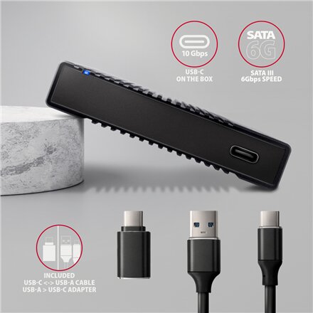 AXAGON USB-C 10Gbps RIBBED Box , EE25-GTR
