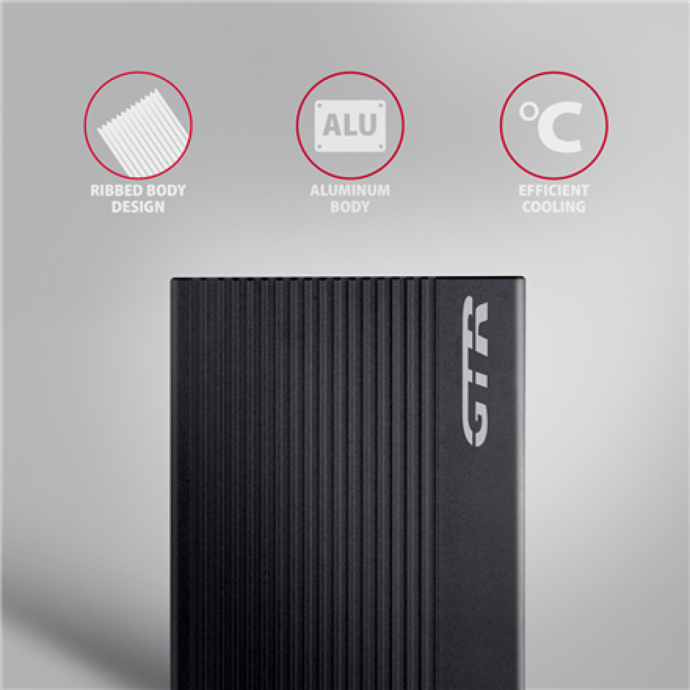AXAGON USB-C 10Gbps RIBBED Box , EE25-GTR