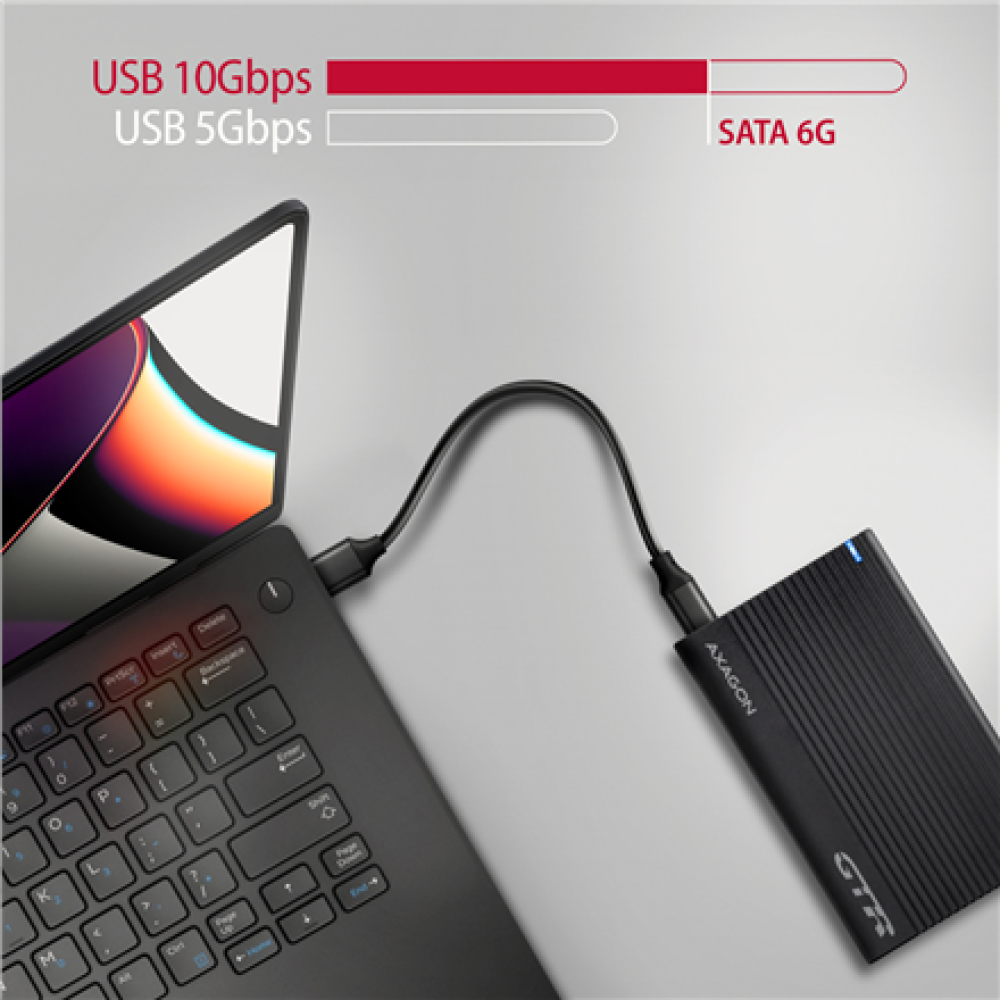 AXAGON USB-C 10Gbps RIBBED Box , EE25-GTR