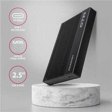 AXAGON USB-C 10Gbps RIBBED Box , EE25-GTR
