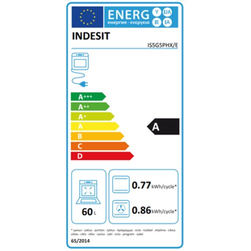 INDESIT Cooker IS5G5PHX/E Hob type Gas Oven type Electric Stainless steel Width 50 cm Grilling 60 L Depth 60 cm