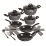 Stoneline , Ceramic Cookware Set of 14 , 15710 , 3 pans; 3 pots; 3 lids , Black , Lid included