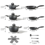 Stoneline , Ceramic Cookware Set of 14 , 15710 , 3 pans; 3 pots; 3 lids , Black , Lid included
