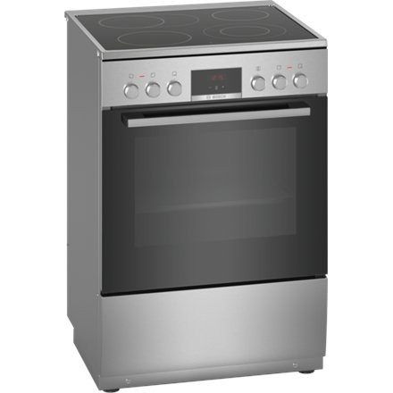 Bosch , Cooker , HKR39A250U , Hob type Vitroceramic , Oven type Electric , Stainless steel , Width 60 cm , Depth 60 cm , Electronic ignition , Grilling , LED , Energy efficiency class A , 66 L