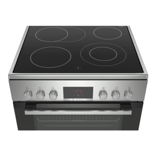 Bosch , Cooker , HKR39A250U , Hob type Vitroceramic , Oven type Electric , Stainless steel , Width 60 cm , Depth 60 cm , Electronic ignition , Grilling , LED , Energy efficiency class A , 66 L