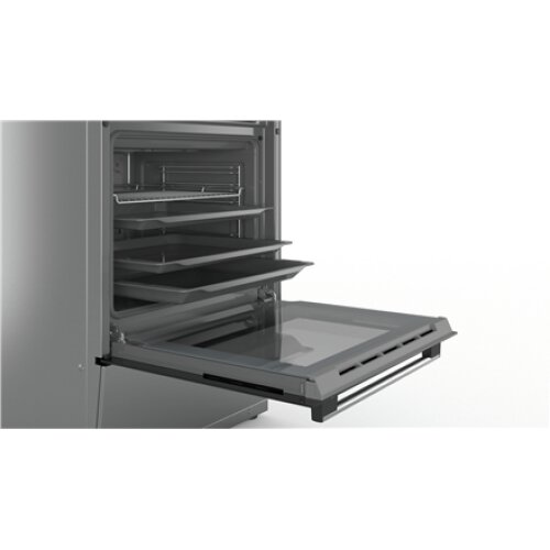 Bosch , Cooker , HKR39A250U , Hob type Vitroceramic , Oven type Electric , Stainless steel , Width 60 cm , Depth 60 cm , Electronic ignition , Grilling , LED , Energy efficiency class A , 66 L